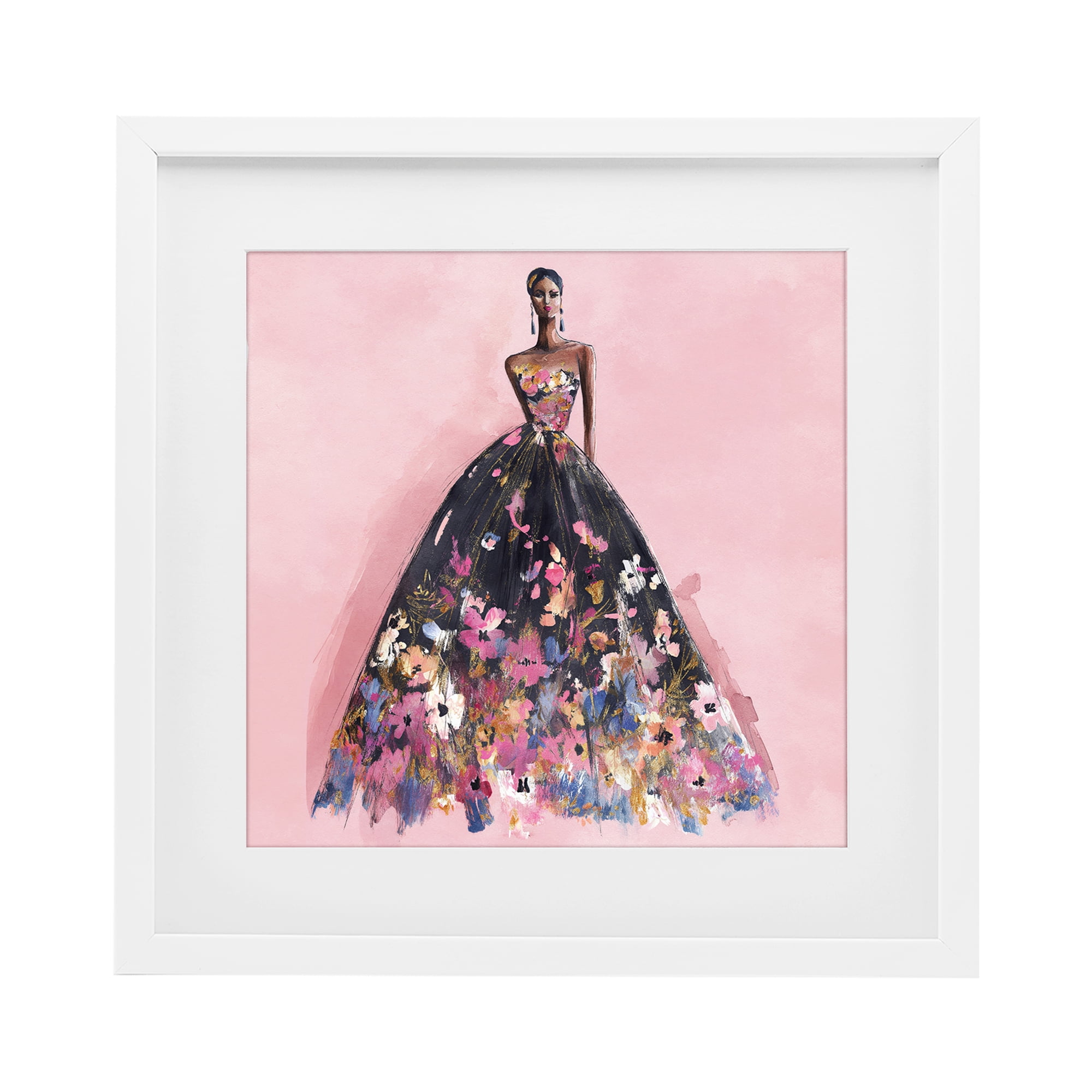 Stupell Industries Floral Reverie Gown White Framed Print Under Glass, design by Svetlana Aleynikova