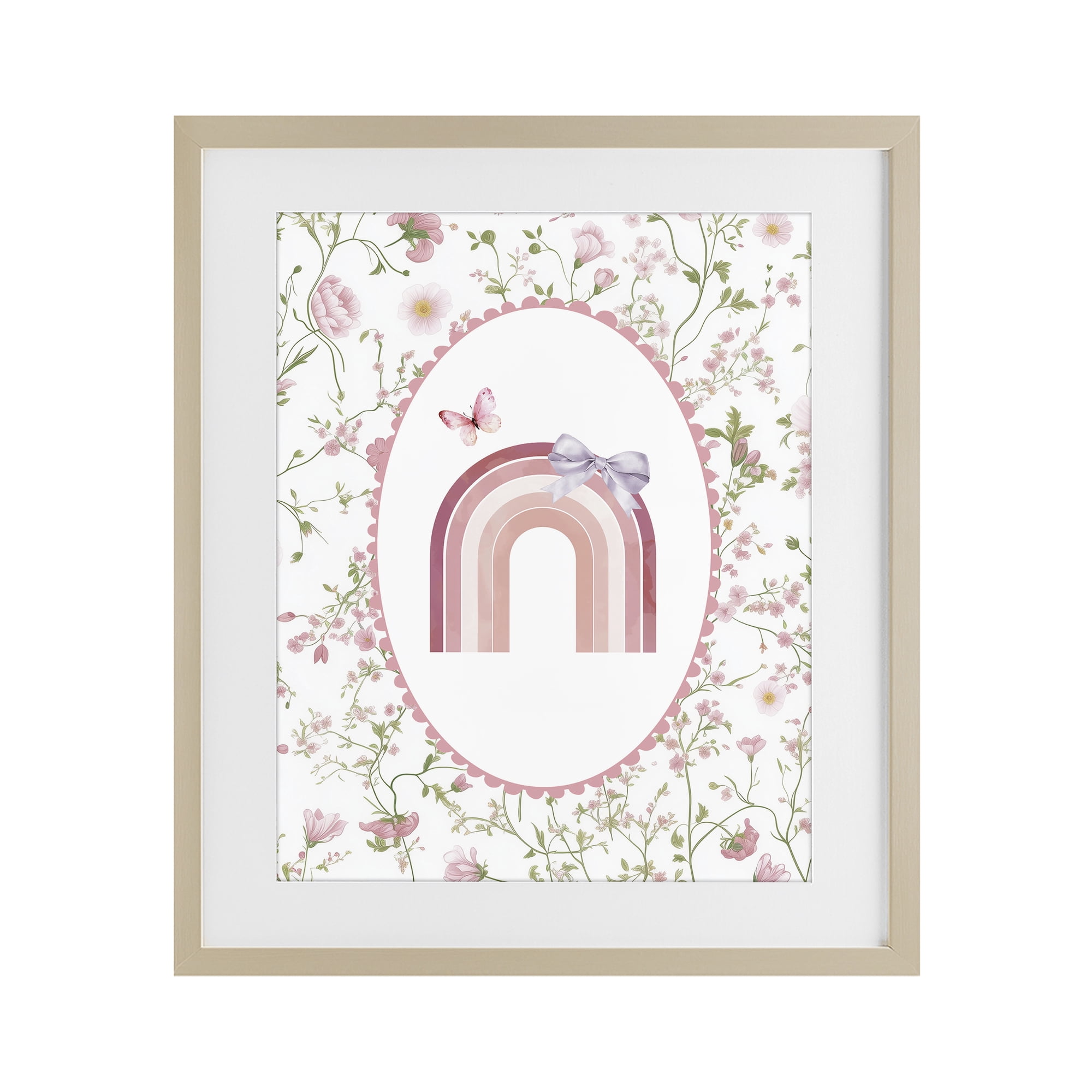 Stupell Industries Floral & Ribbon Rainbow Birch Framed Print Under Glass, design by Christine Simpson Art