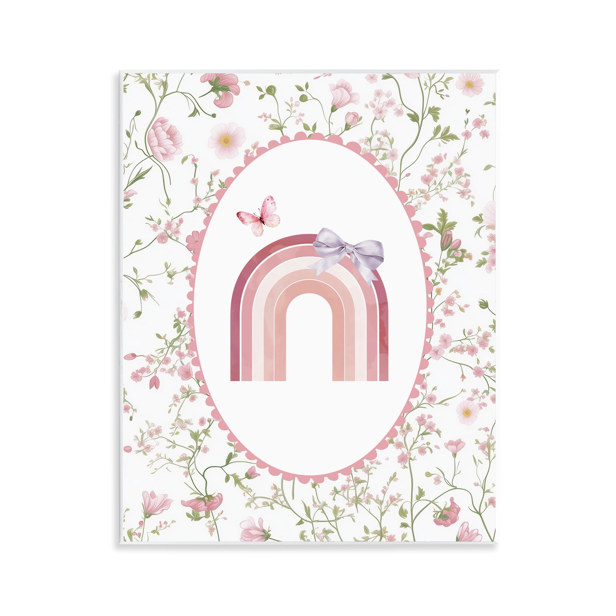 Stupell Industries Floral & Ribbon Rainbow Wall Plaque Art, design by Christine Simpson Art