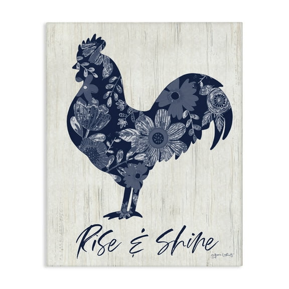 Stupell Industries Floral Rise &Shine Rooster Canvas Wall Art design by Annie LaPoint, 48 x 36