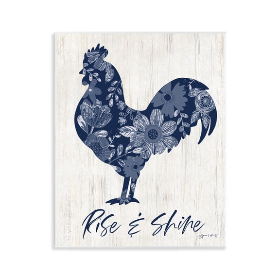 Stupell Industries Floral Rise &Shine Rooster Wall Plaque Art design by Annie LaPoint, 14 x 11