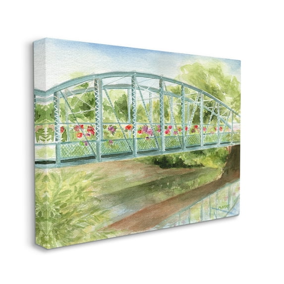 Stupell Industries Floral Road Bridge over Countryside Creek Canvas Wall Art, 24 x 30, Design by Melissa Hyatt LLC