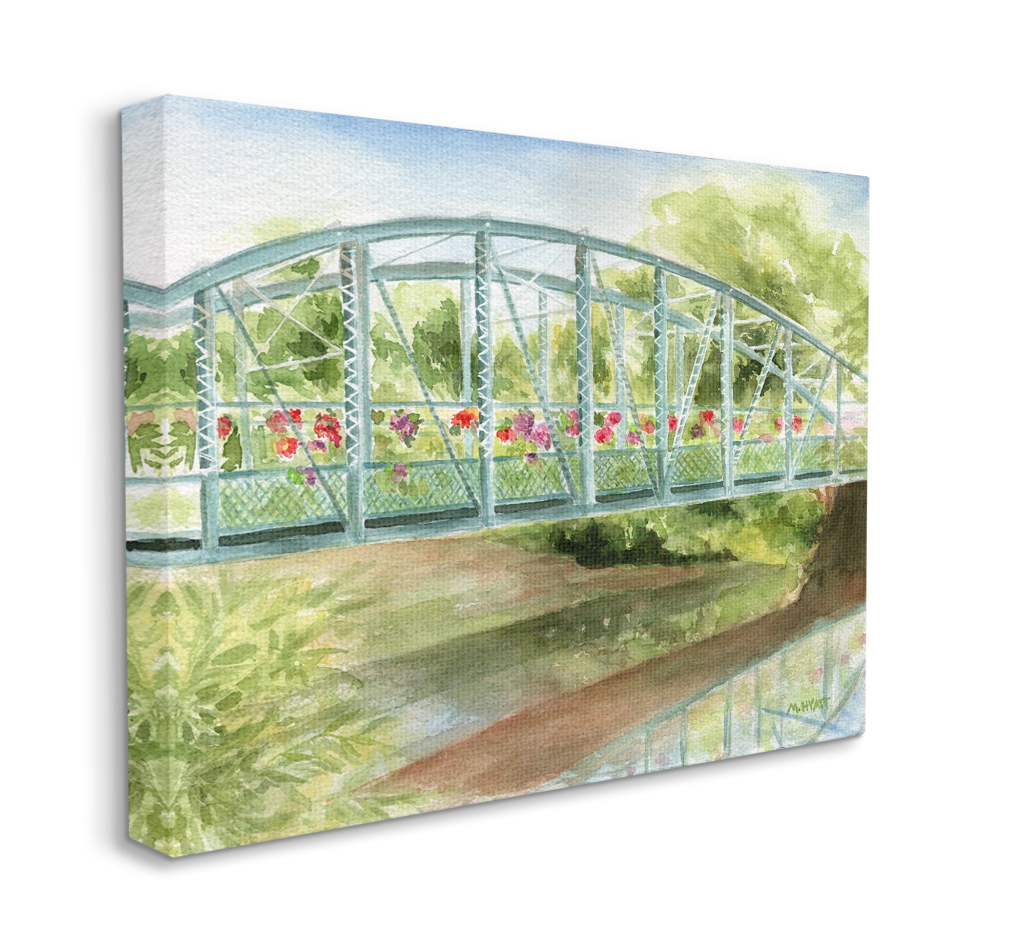 Stupell Industries Floral Road Bridge over Countryside Creek Canvas Wall Art, 30 x 40, Design by Melissa Hyatt LLC