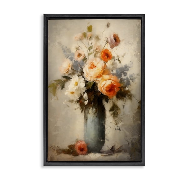 Stupell Industries Floral Romance Bouquet Black Framed Floater Canvas Wall Art design by LSR Creative Studio, 25 x 17