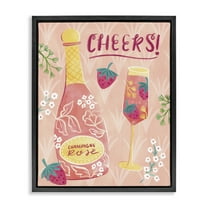 Stupell Industries Floral Rose Champagne Food & Beverage Painting Black Floater Framed Canvas Art Print Wall Art, 17 x 21