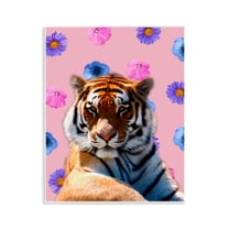 Stupell Industries Floral Safari Tiger Animals Painting Unframed Art Print Wall Art, 11 x 14