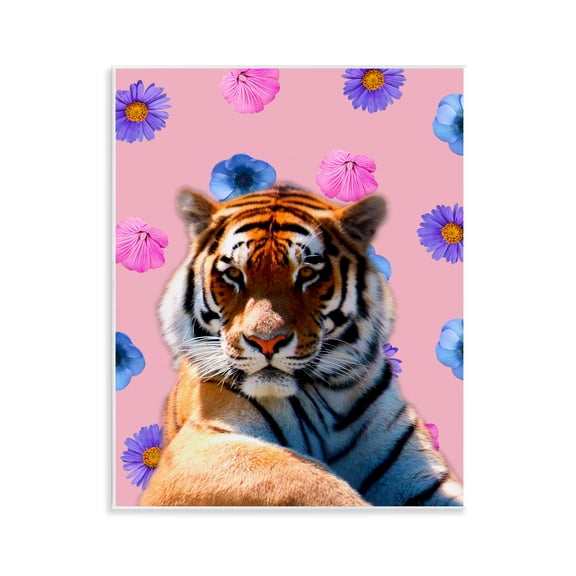 Stupell Industries Floral Safari Tiger Animals Painting Unframed Art Print Wall Art, 11 x 14