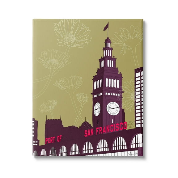 Stupell Industries Floral San Francisco City Graphic Art Gallery Wrapped Canvas Print Wall Art, Design by Shane Donahue