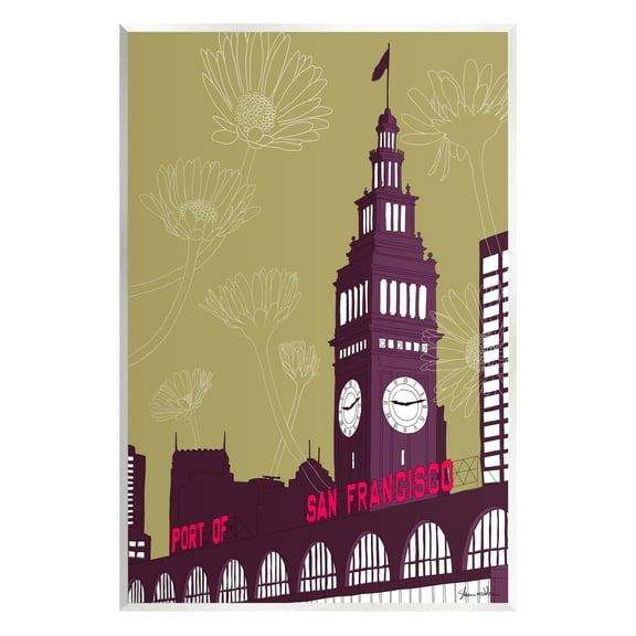 Stupell Industries Floral San Francisco City Graphic Art Unframed Art Print Wall Art, Design by Shane Donahue