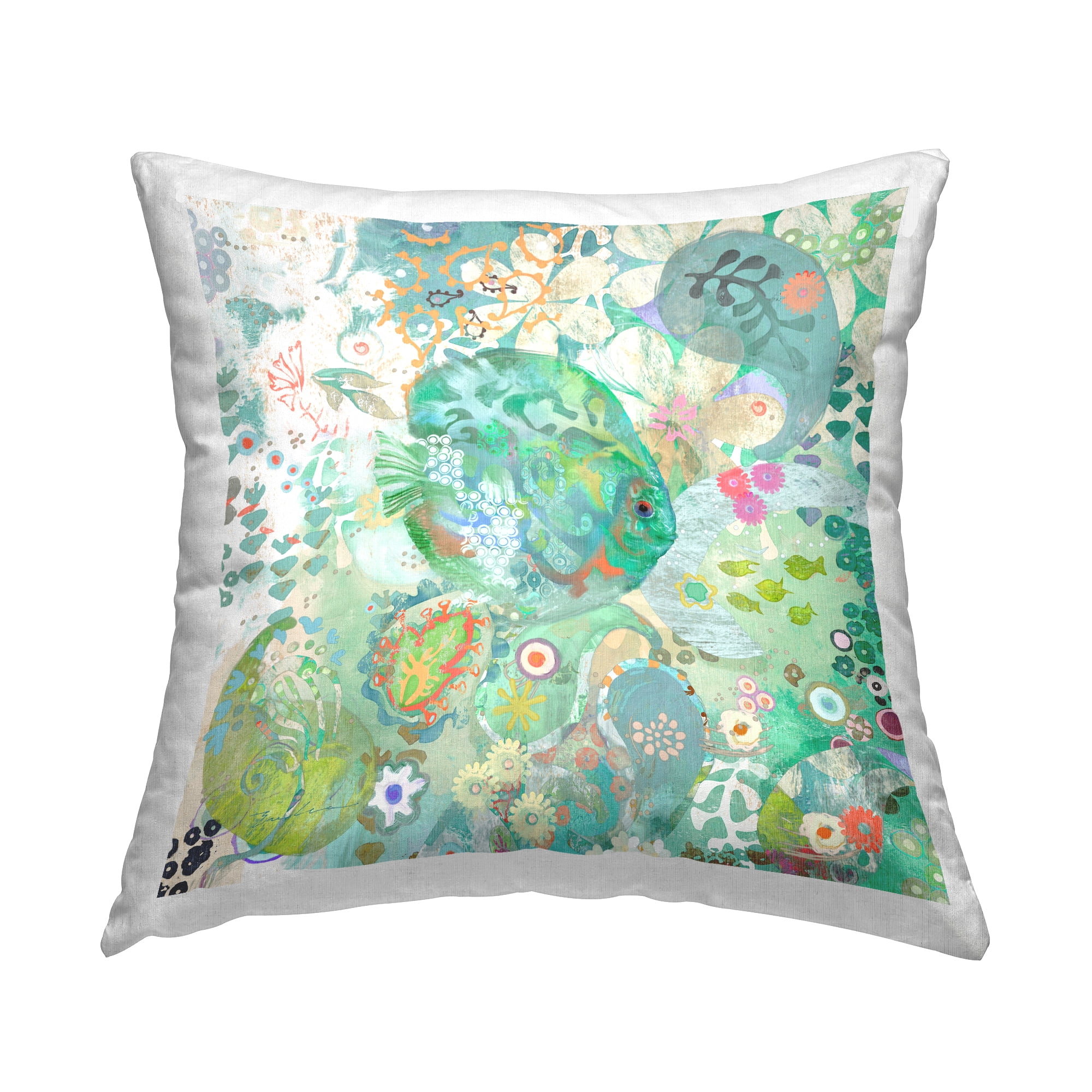 Stupell Industries Floral Sea Life Botanical Collage Printed Throw Pillow Design by Evelia Designs