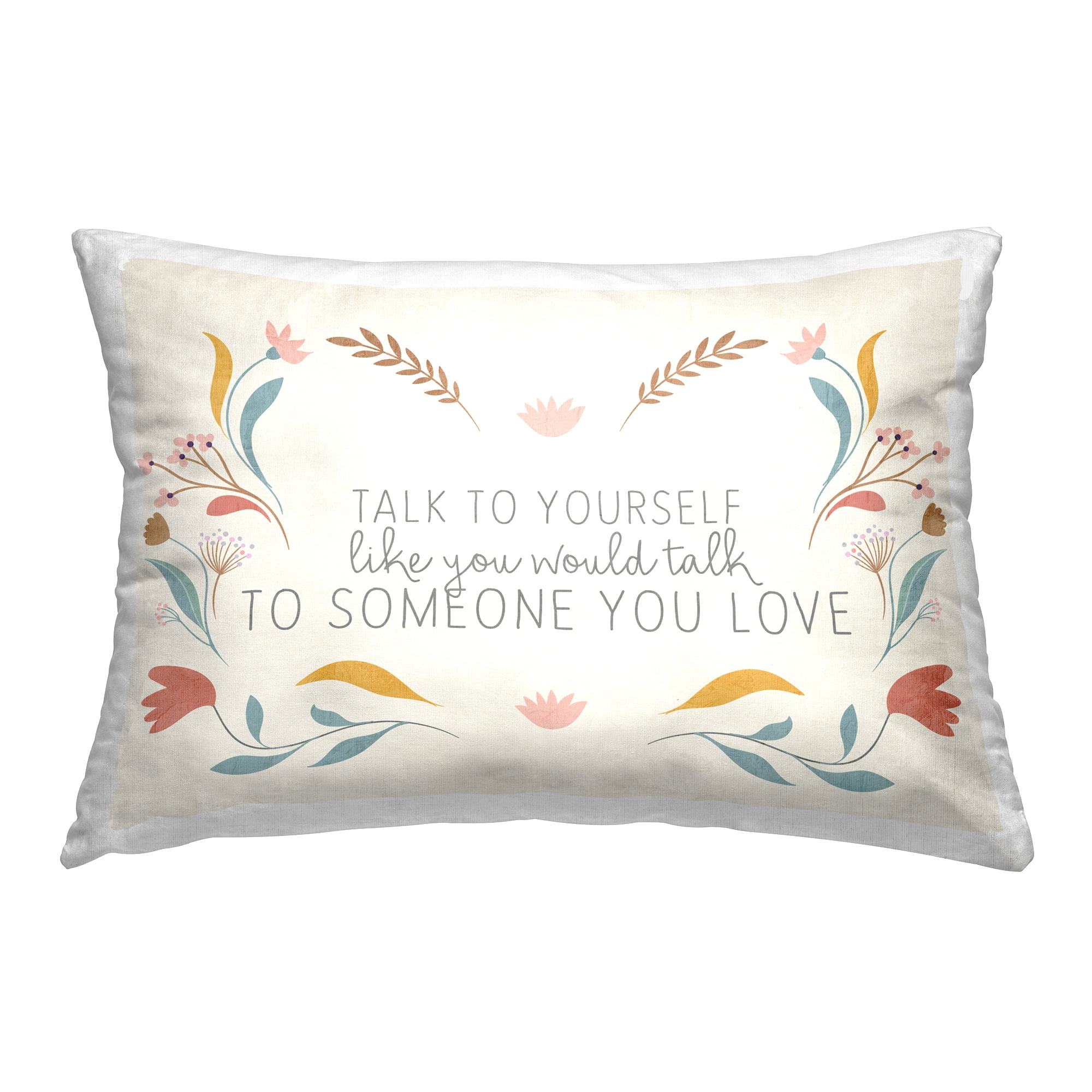 Stupell Industries Floral Self Love Inspirational Decorative Printed Throw Pillow Design by Kim Allen.