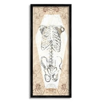 Stupell Industries Floral Skeleton Halloween Layered Graphic Art Black Framed Art Print Wall Art, Design by Lil' Rue