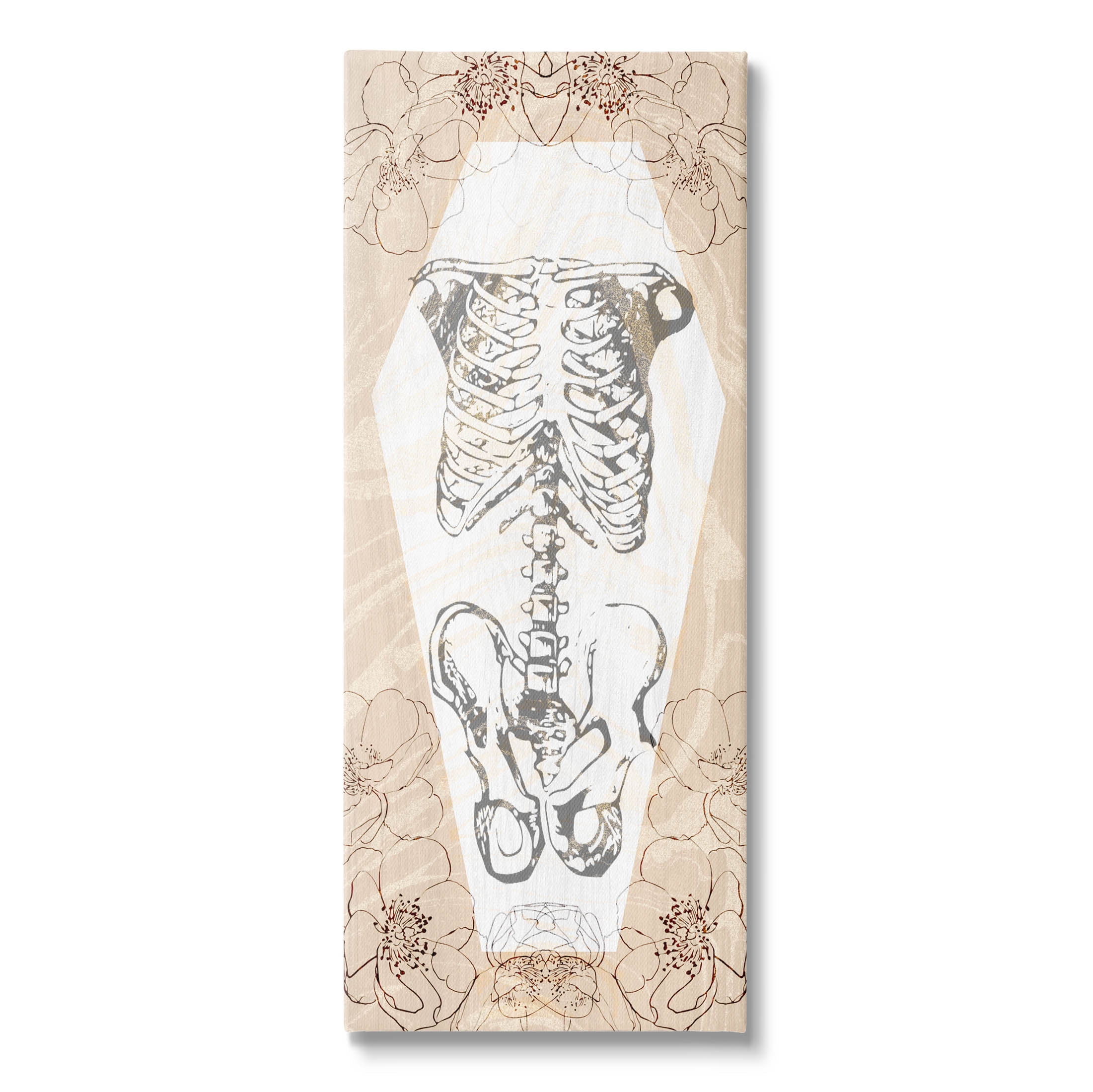 Stupell Industries Floral Skeleton Halloween Layered Graphic Art Gallery Wrapped Canvas Print Wall Art, Design by Lil' Rue