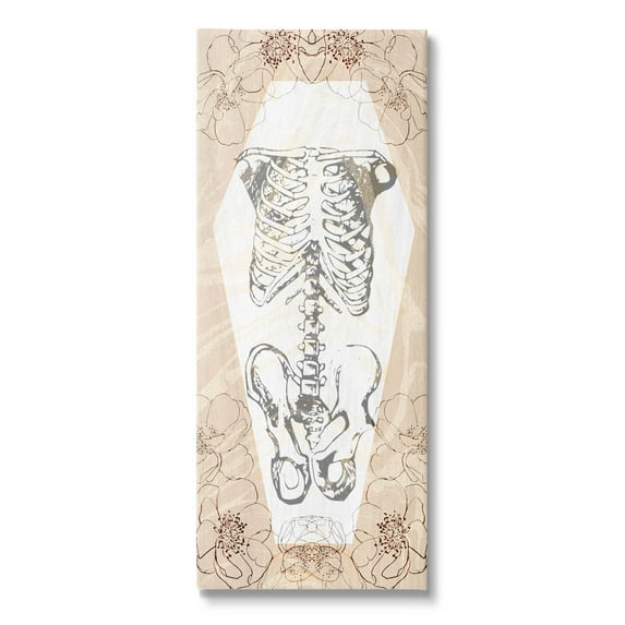 Stupell Industries Floral Skeleton Halloween Layered Graphic Art Gallery Wrapped Canvas Print Wall Art, Design by Lil' Rue
