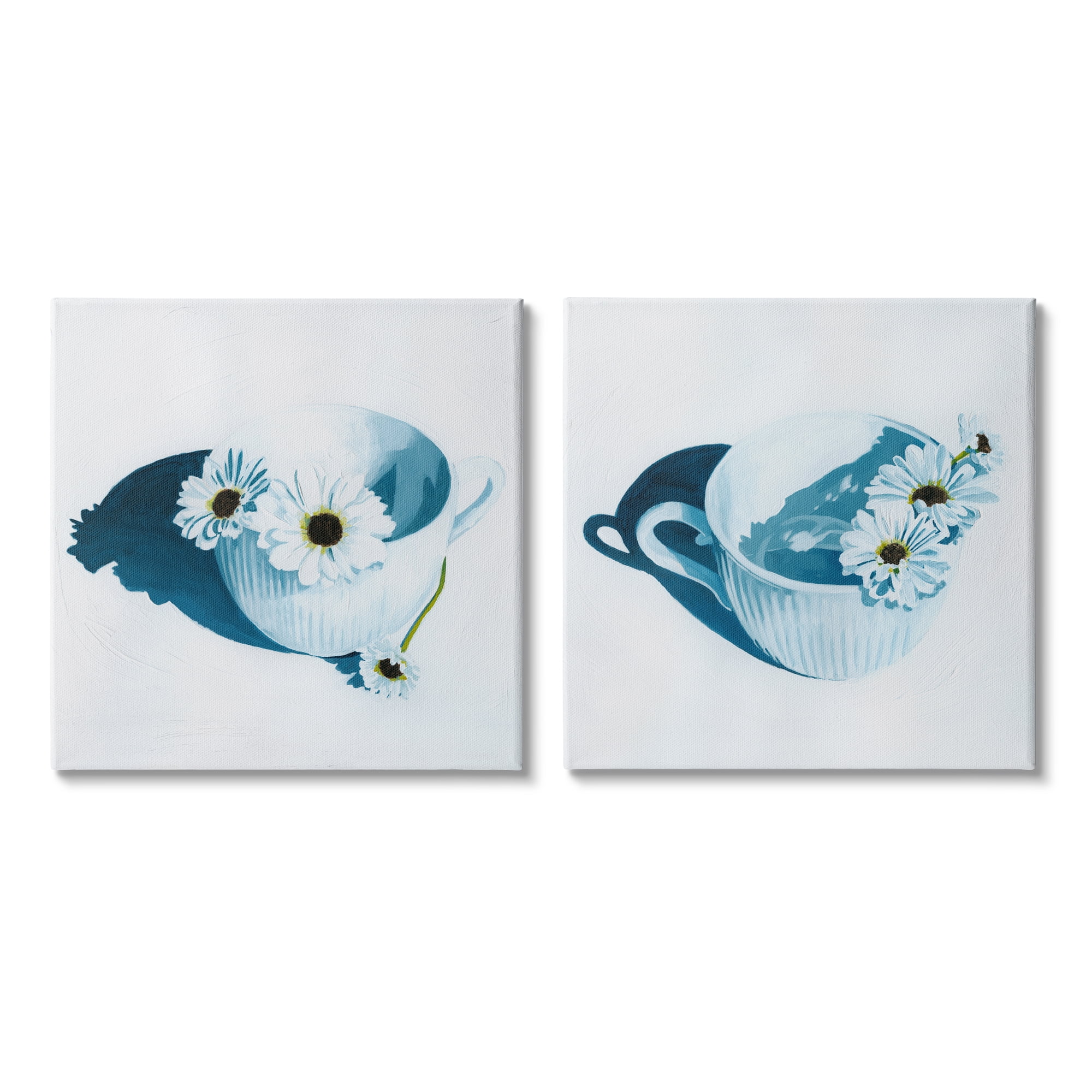 Stupell Industries Floral Sprigs in Teacup Botanical & Floral Painting Gallery Wrapped Canvas Print Wall Art, 24 x 24, Set of 2