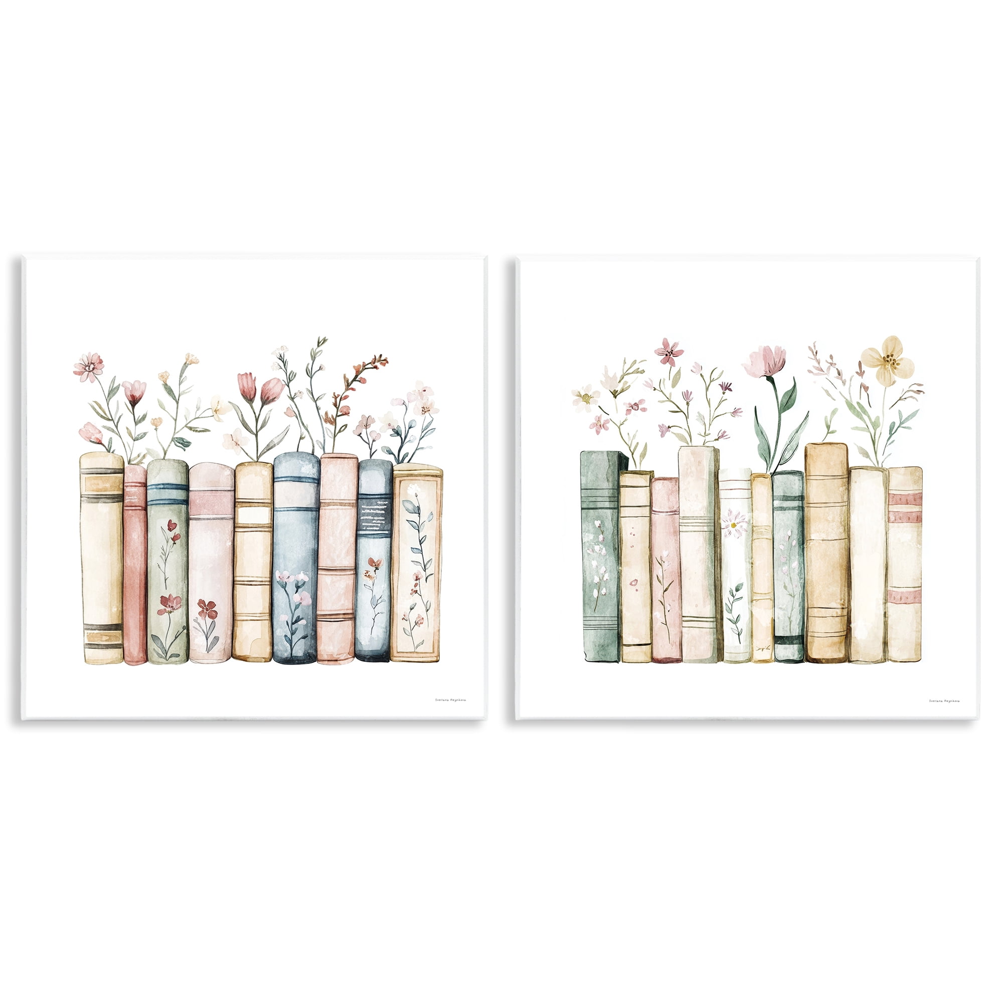 Stupell Industries Floral Stories & Blossoms 2 Piece Wall Plaque Art Set, design by Svetlana Aleynikova