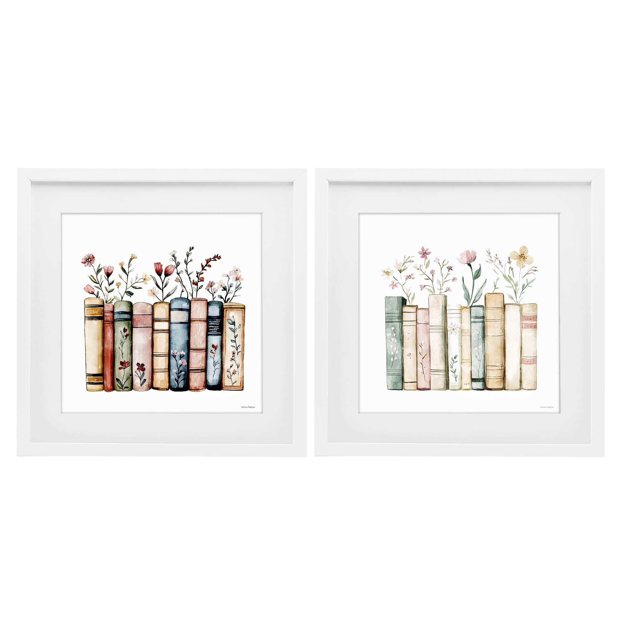 Stupell Industries Floral Stories & Blossoms 2 Piece White Framed Print Under Glass Set, design by Svetlana Aleynikova