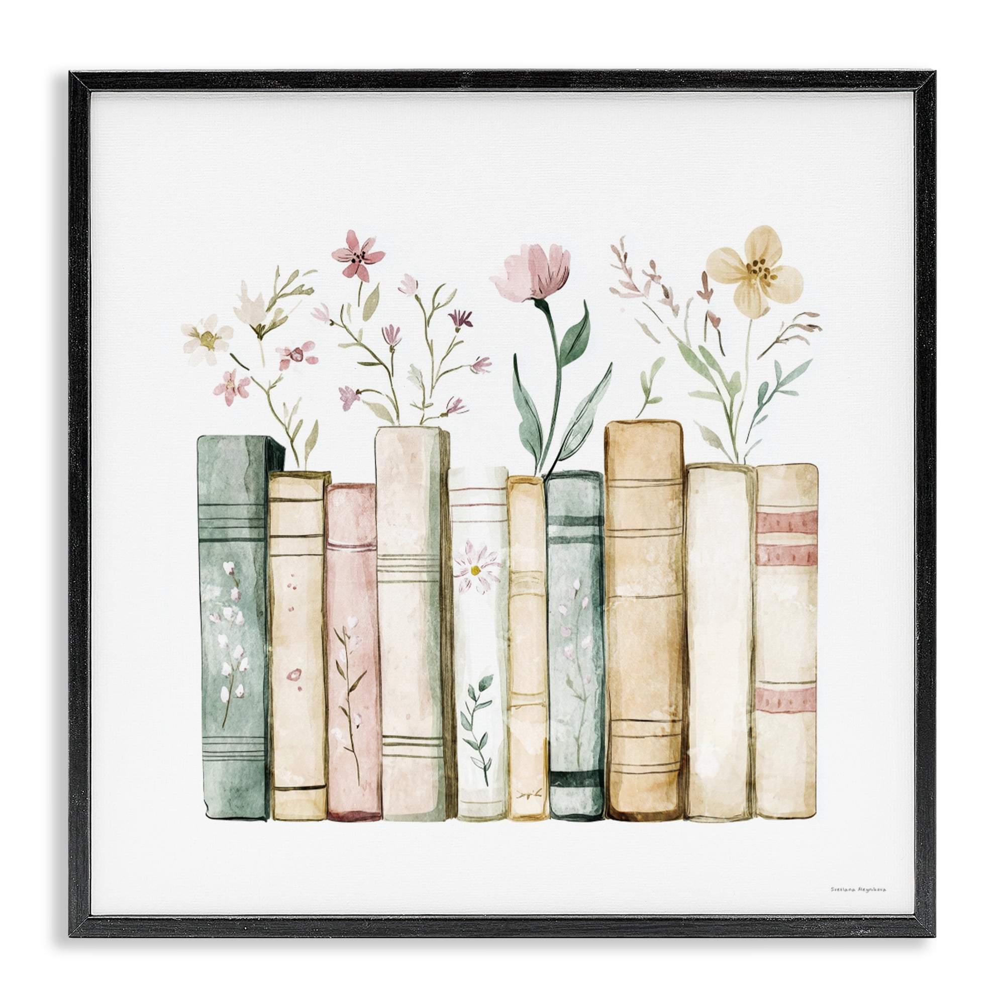 Stupell Industries Floral Stories Library Black Framed Giclee Art, design by Svetlana Aleynikova
