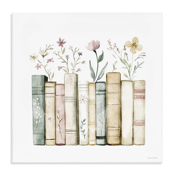 Stupell Industries Farmhouse Floral Stories Library Canvas Art, 17 x 17, by Svetlana Aleynikova