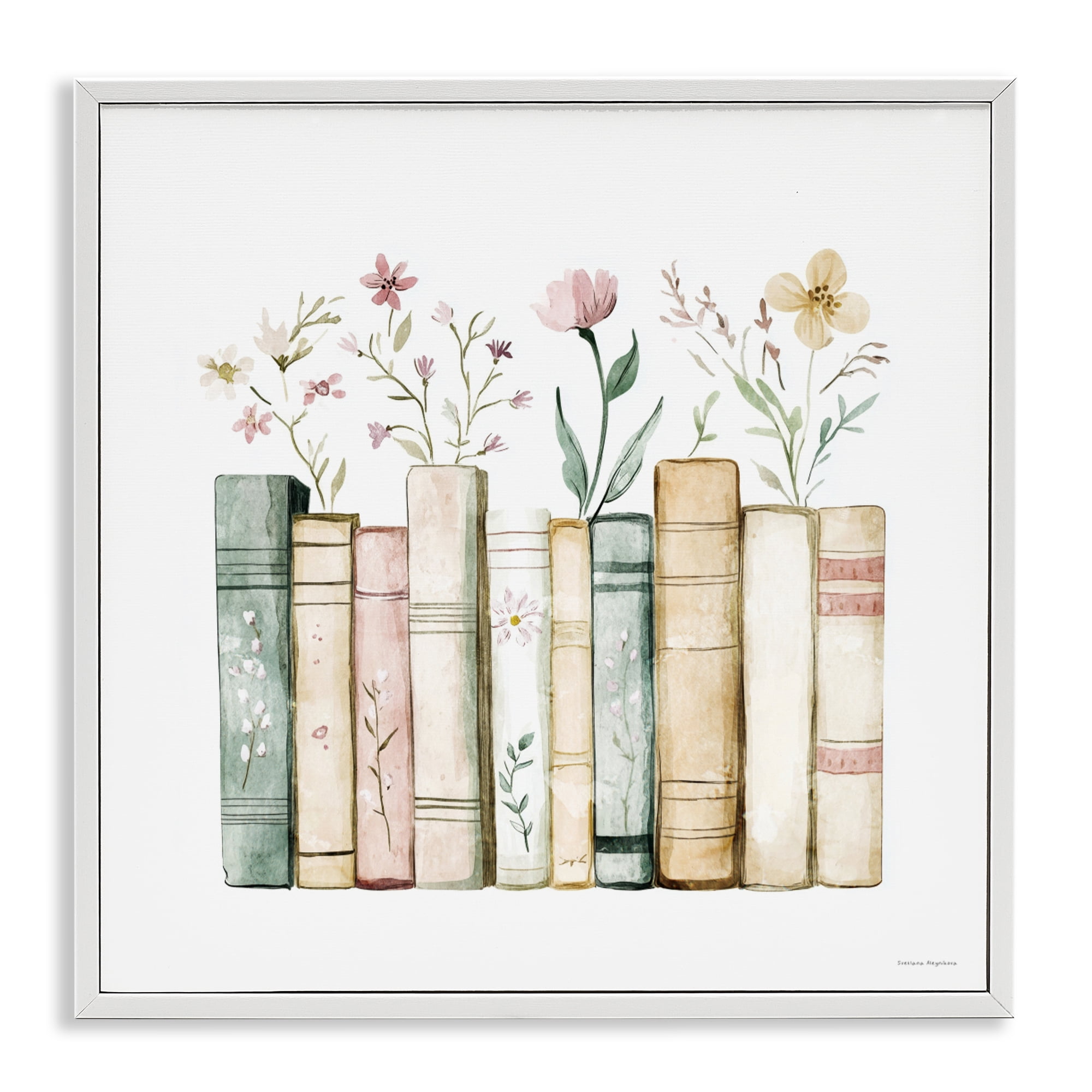 Stupell Industries Floral Stories Library White Framed Giclee Art, design by Svetlana Aleynikova