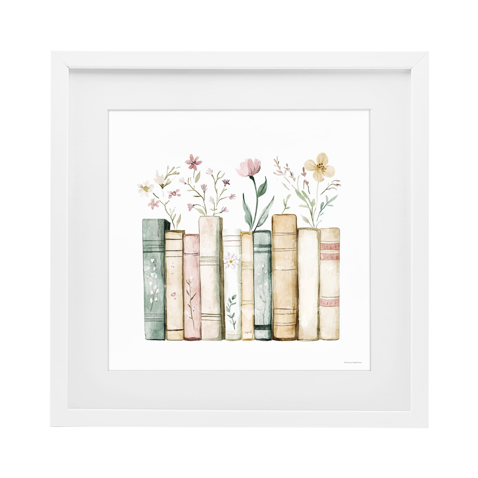 Stupell Industries Floral Stories Library White Framed Print Under Glass, design by Svetlana Aleynikova