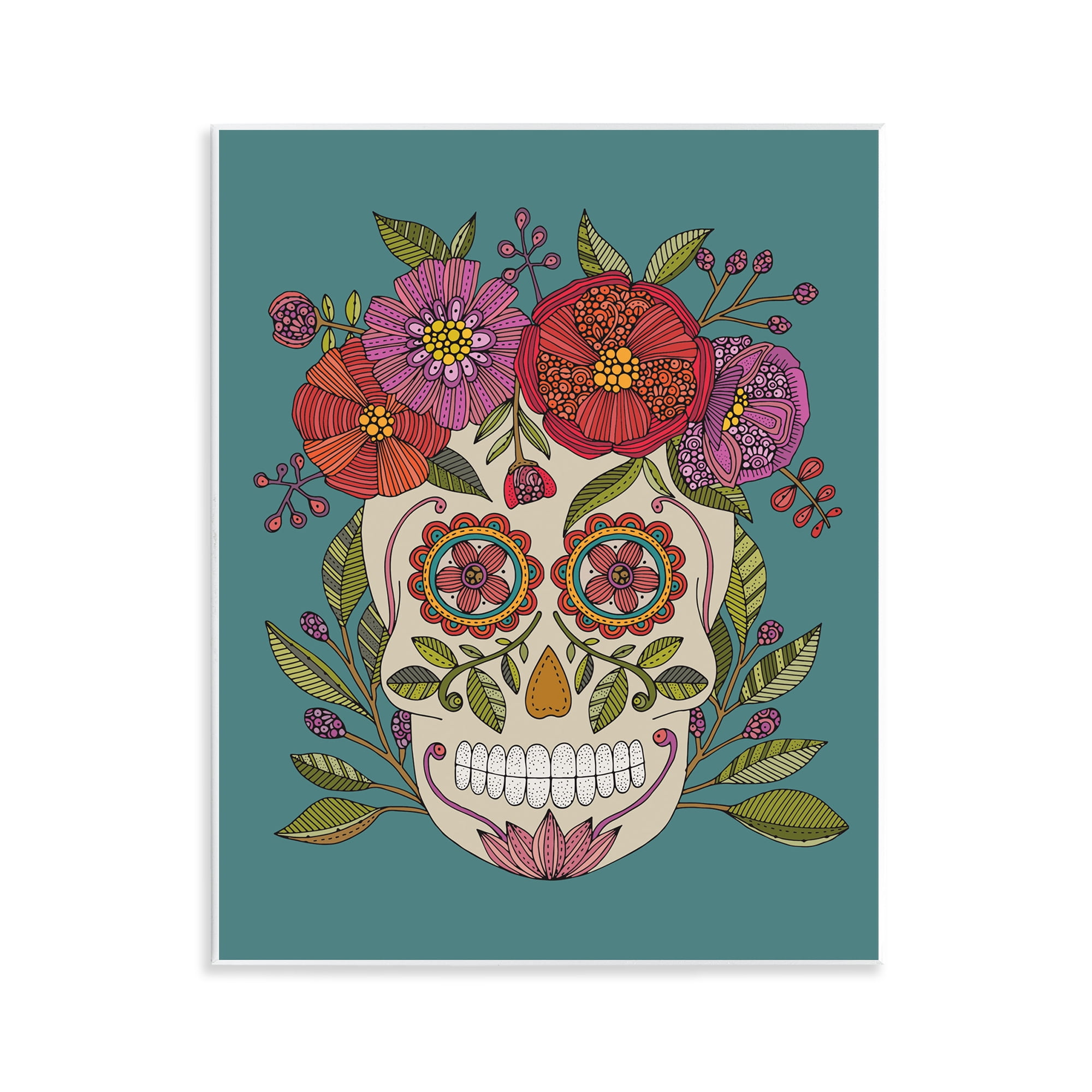 Stupell Industries Floral Sugar Skull Holiday Painting Unframed Art Print Wall Art, 11 x 14