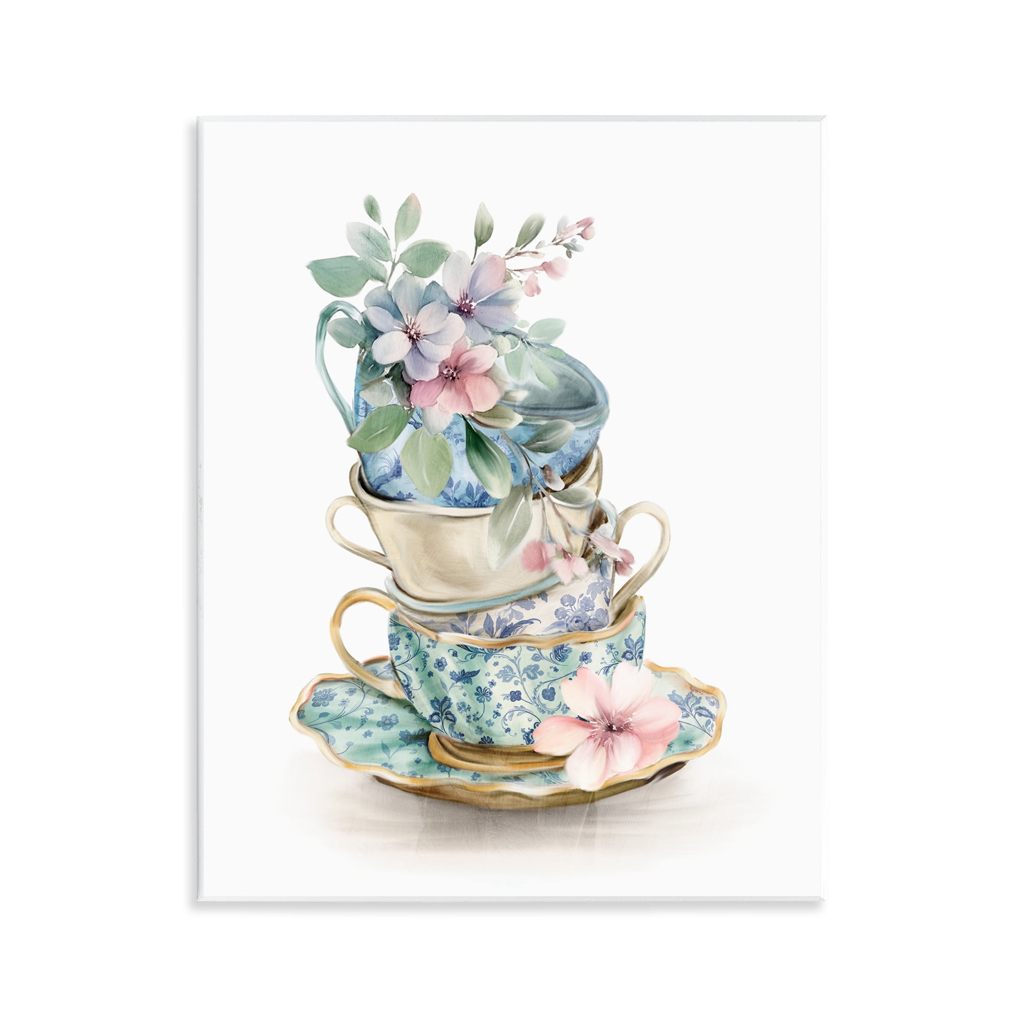 Stupell Industries Floral Teacup Chinoiserie Wall Plaque Art, design by Kim Allen