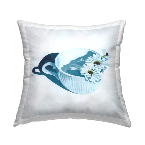 Stupell Industries Floral Teacup Mug Still Life Square Decorative Printed Throw Pillow, 18 x 18