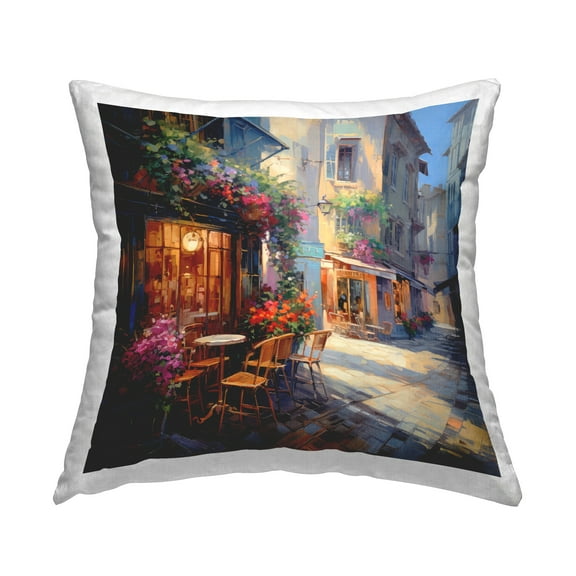Stupell Industries Floral Town Bistro Decorative Printed Throw Pillow, 18 x 18