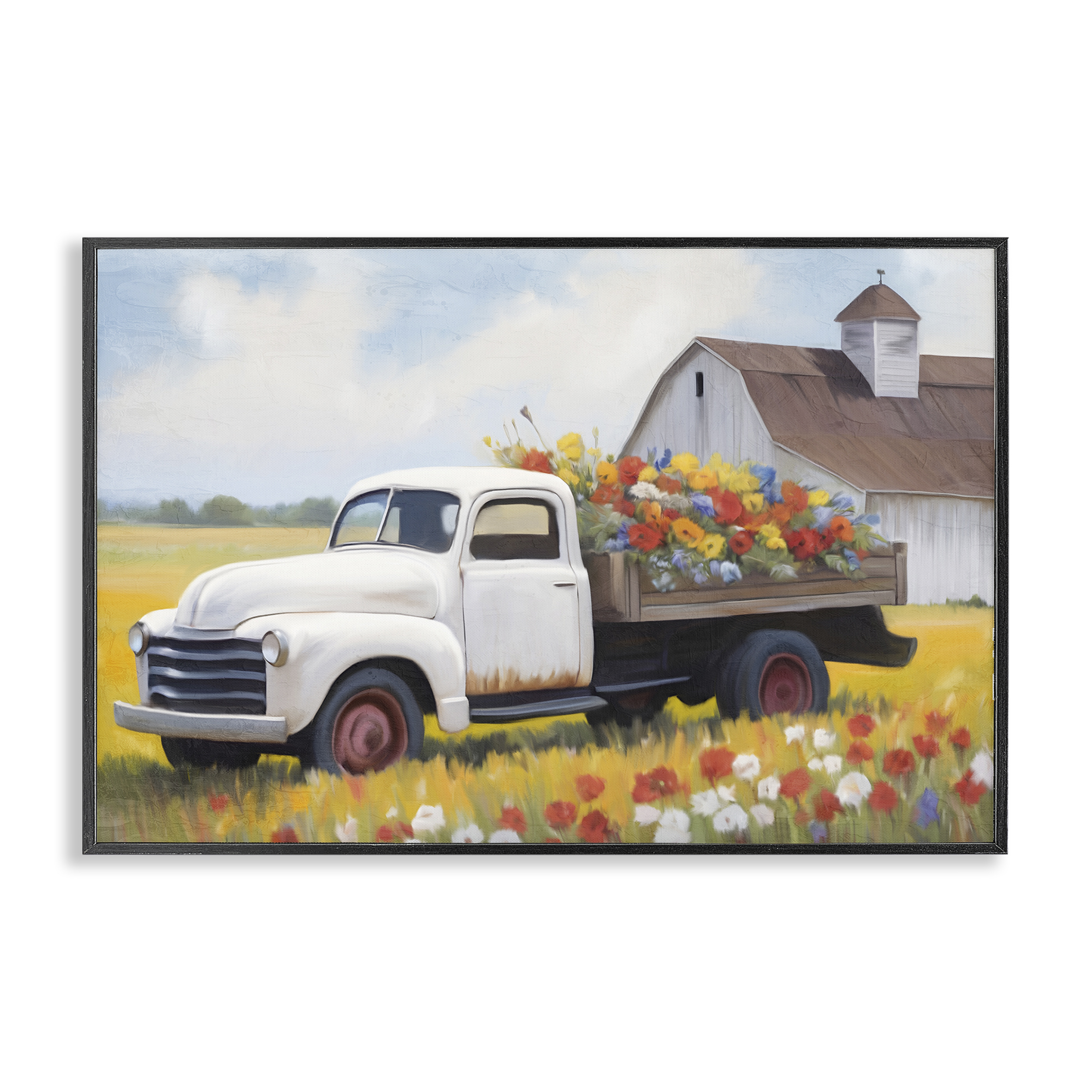 Stupell Industries Floral Truck Delivery Plants & Flowers Painting Black Framed Art Print Wall Art, 18 x 12