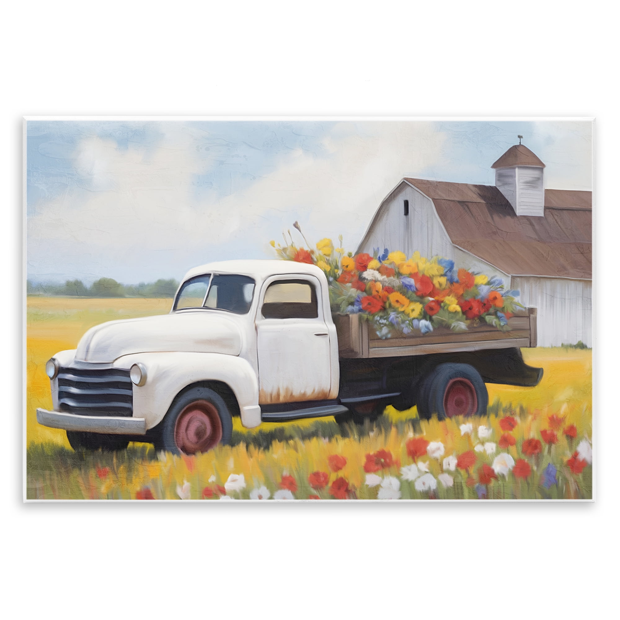 Stupell Industries Floral Truck Delivery Plants & Flowers Painting Unframed Art Print Wall Art, 19 x 13