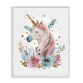 thumbnail image 1 of Stupell Industries Shabby Chic Floral Unicorn with Gold Details White Framed Giclee Art, 24 x 30, by LSR Design Studio, 1 of 8