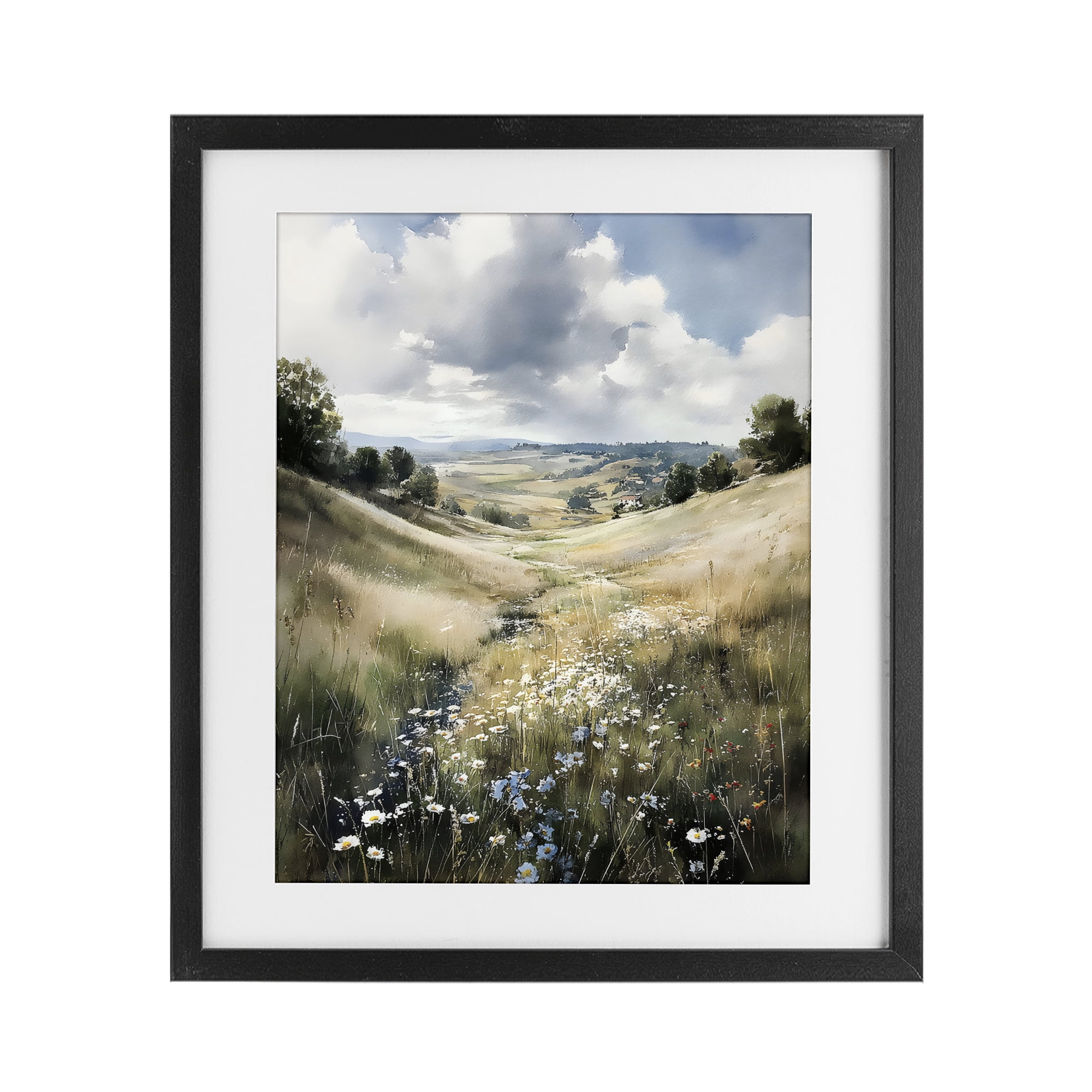 Stupell Industries Floral Valley of Wild Daisies Black Framed Print Under Glass, design by Franklyn Gregory