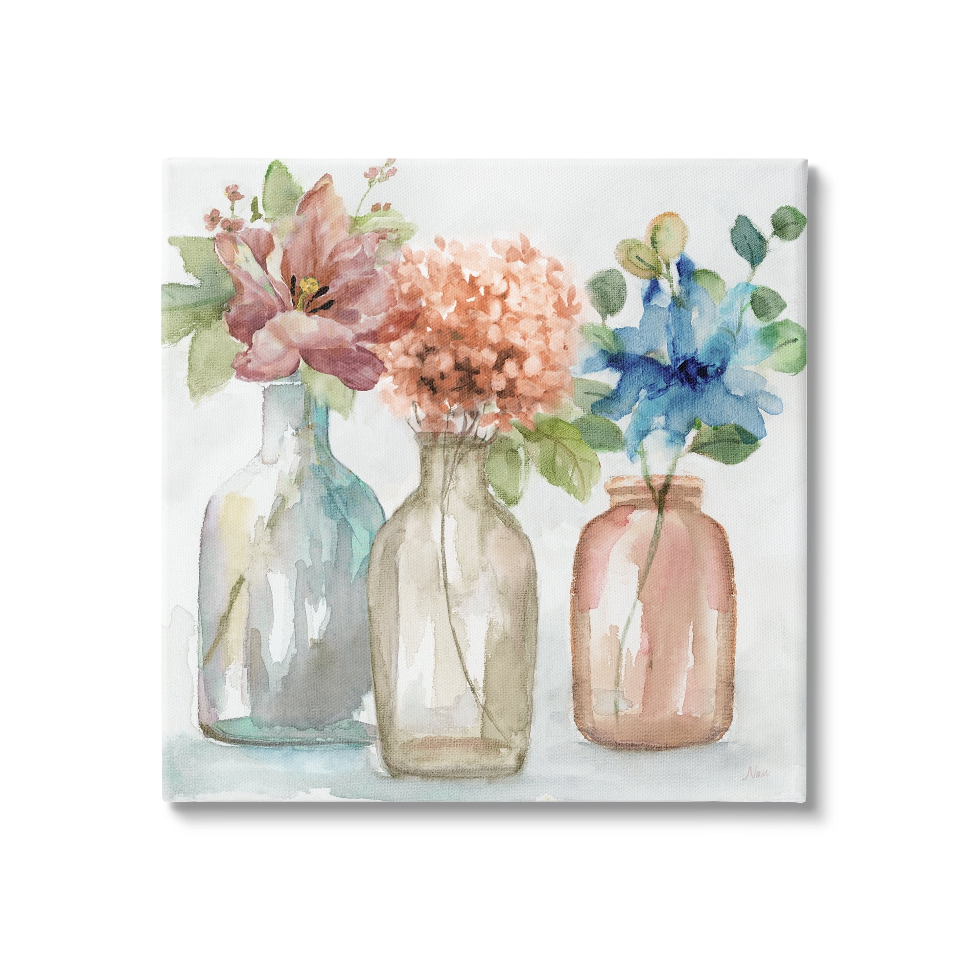 Stupell Industries Floral Vase Botanical Arrangement Watercolor Design, 17 x 17, Design by Nan