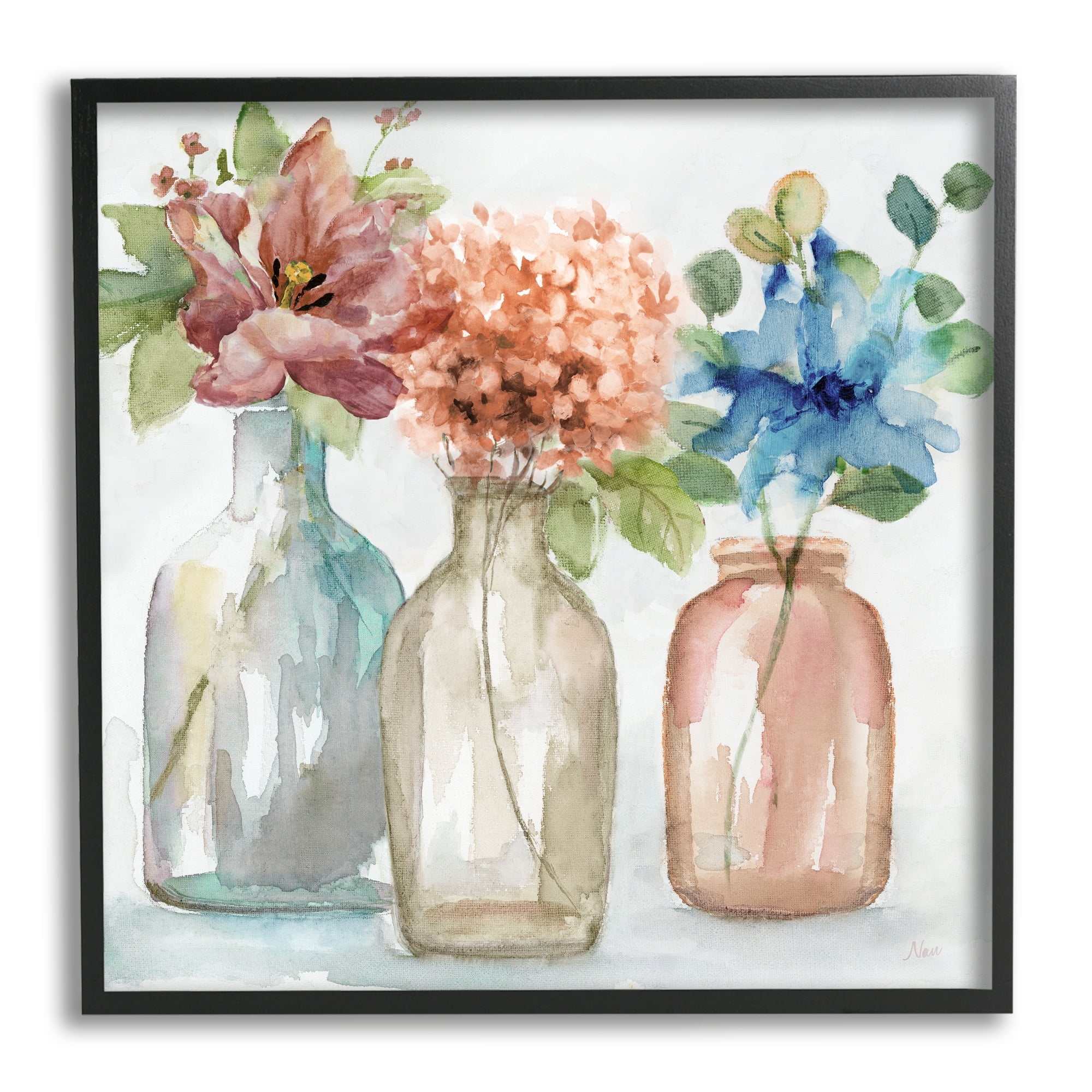 Stupell Industries Floral Vase Botanical Arrangement Watercolor Design, 17 x 30, Design by Nan
