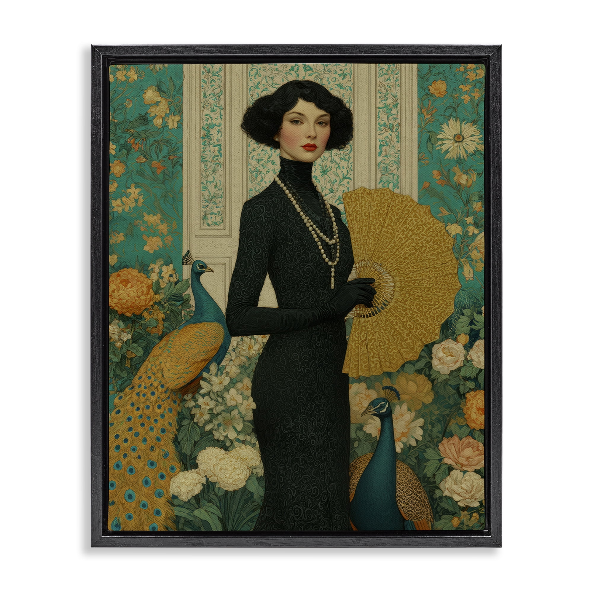 Stupell Industries Floral Velvet Reign Black Framed Floater Canvas Wall Art, design by A Barefoot Stylist