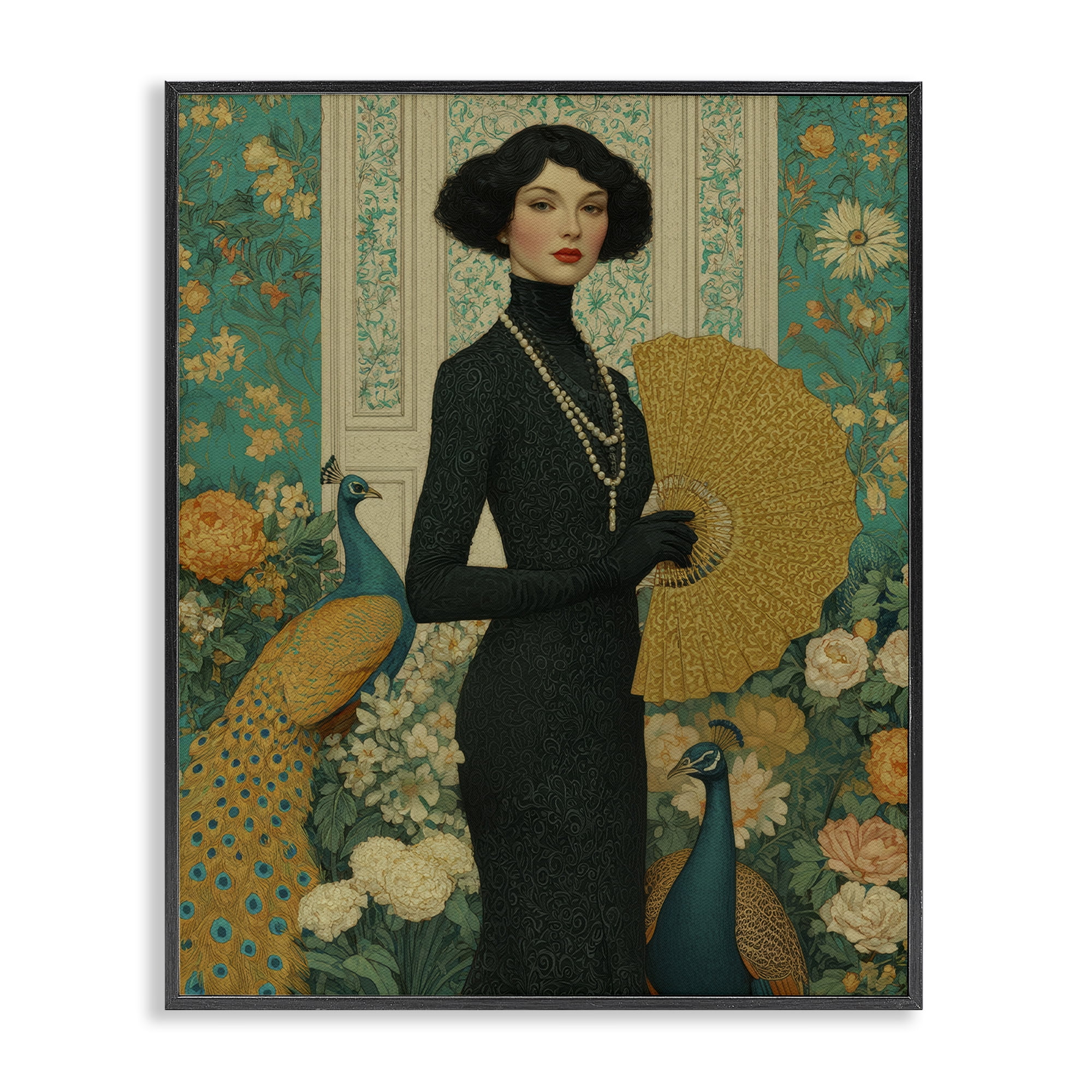 Stupell Industries Floral Velvet Reign Black Framed Giclee Art, design by A Barefoot Stylist