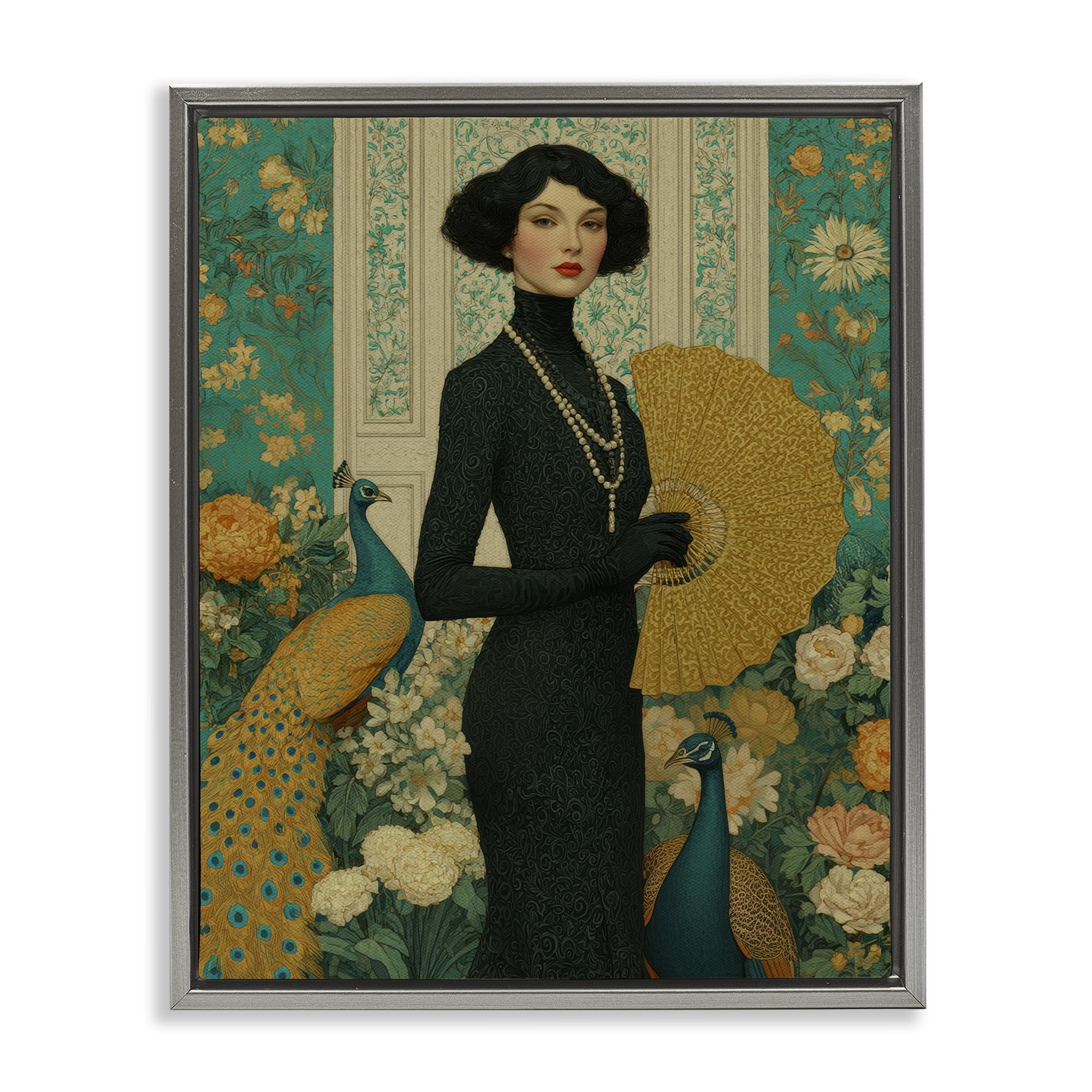 Stupell Industries Floral Velvet Reign Gray Framed Floater Canvas Wall Art, design by A Barefoot Stylist