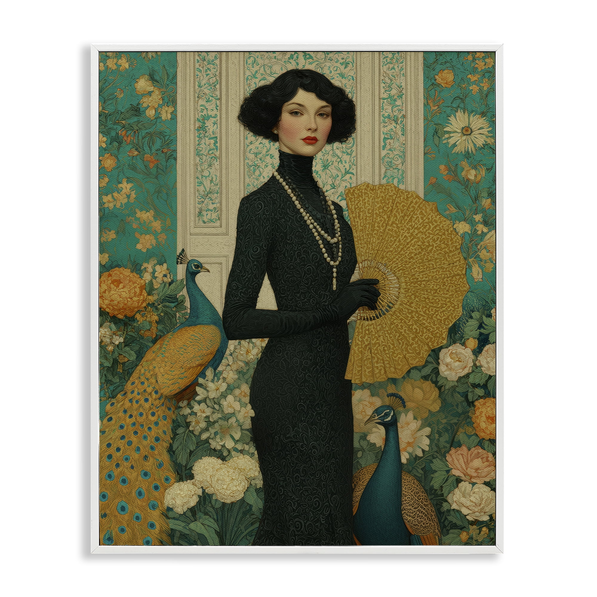 Stupell Industries Floral Velvet Reign White Framed Giclee Art, design by A Barefoot Stylist