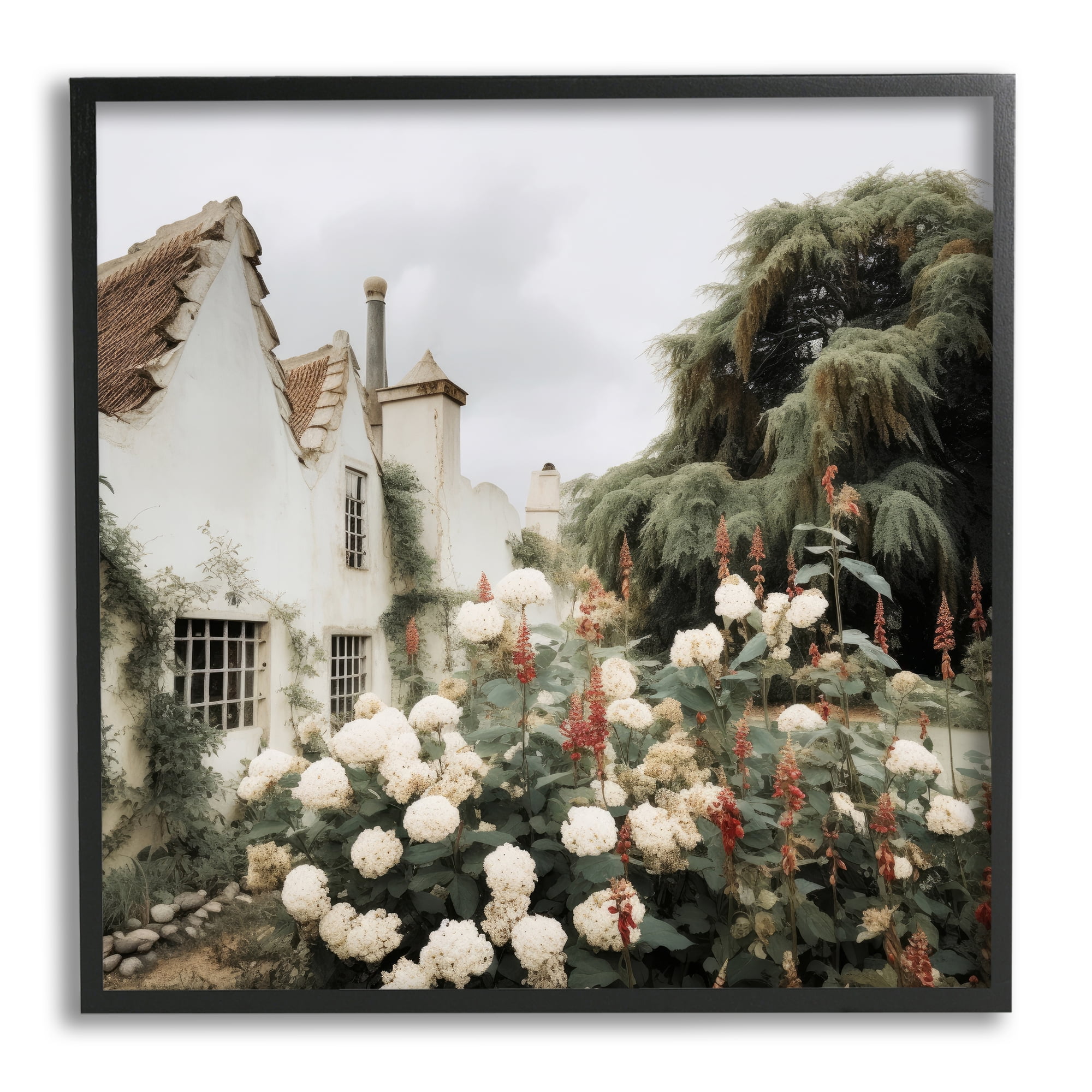 Stupell Industries Floral Villa Garden Botanical & Floral Photography Black Framed Art Print Wall Art, 24 x 24