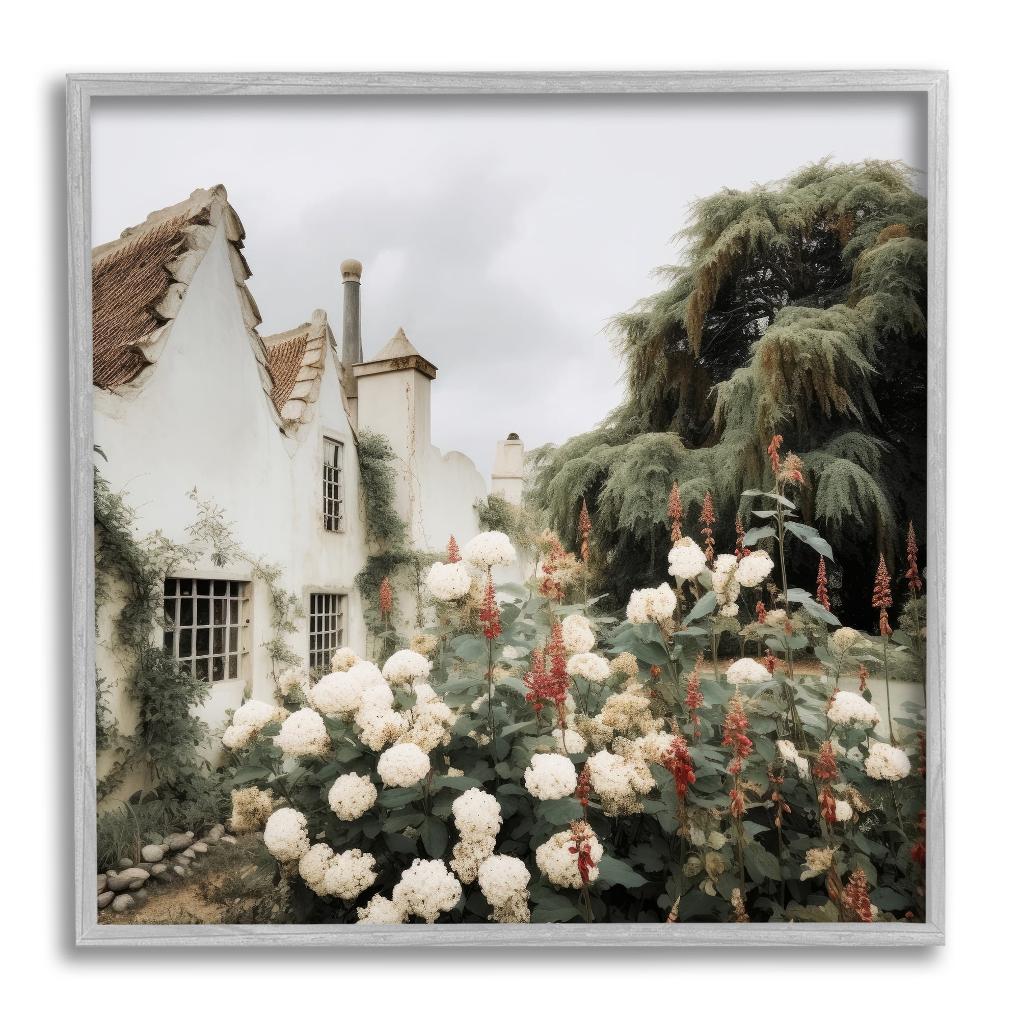 Stupell Industries Floral Villa Garden Botanical & Floral Photography Gray Framed Art Print Wall Art, 12 x 12