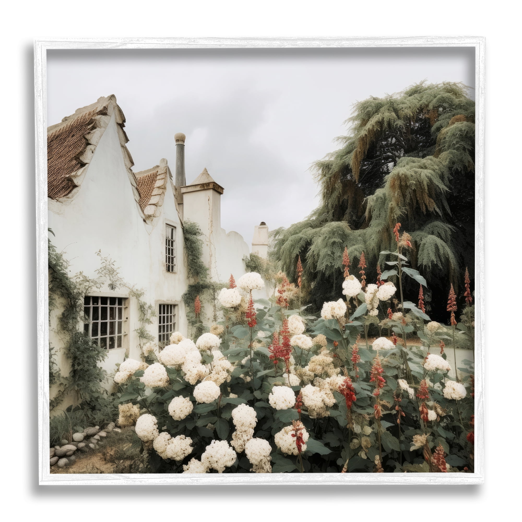Stupell Industries Floral Villa Garden Botanical & Floral Photography White Framed Art Print Wall Art, 24 x 24