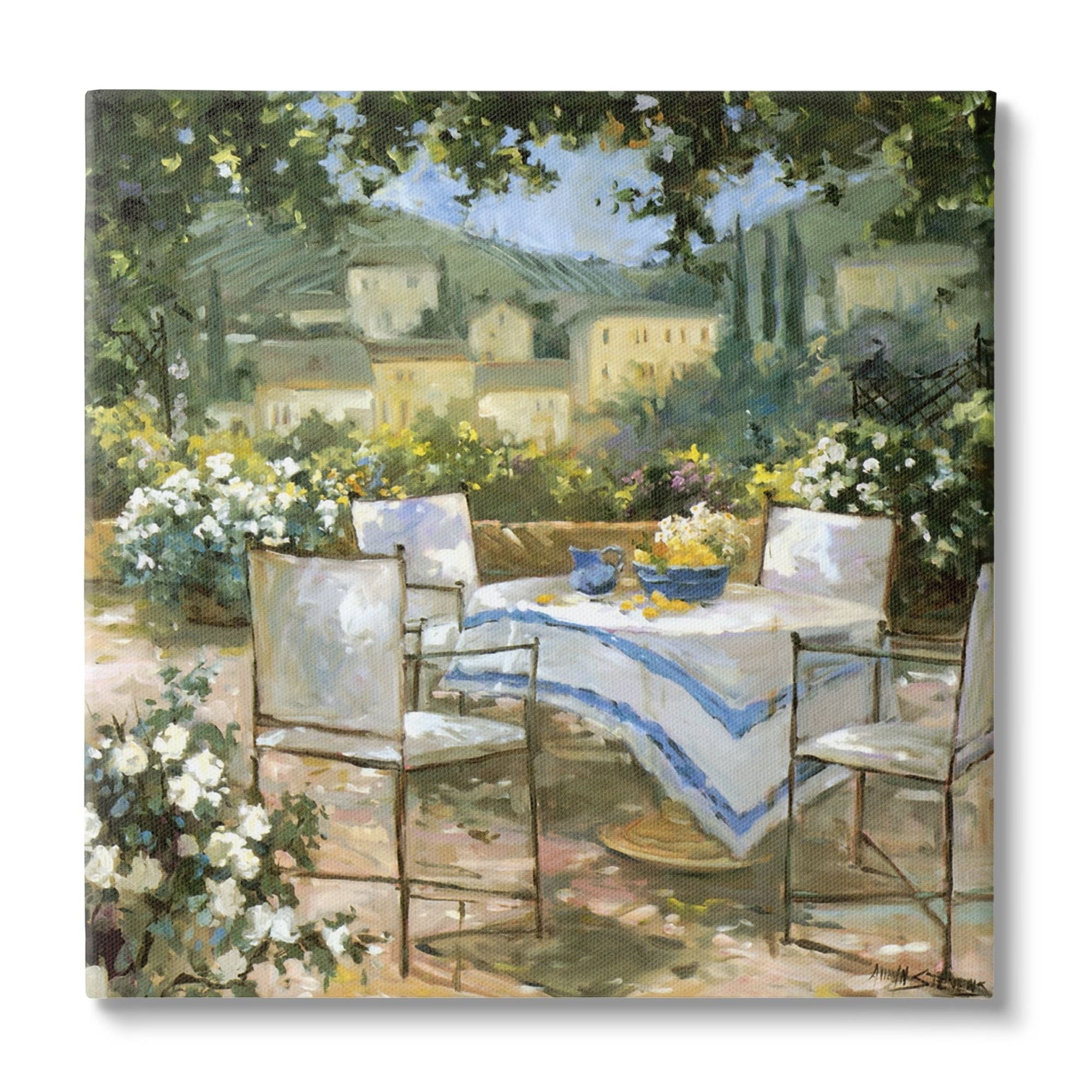 Floral Villa Patio Scenery Landscape Canvas Print, 17" x 17"