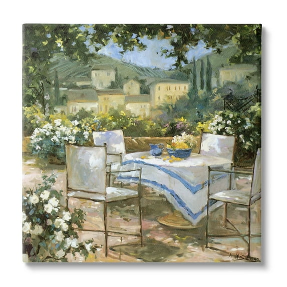 Stupell Industries Floral Villa Patio Scenery Landscape Painting Gallery Wrapped Canvas Print Wall Art