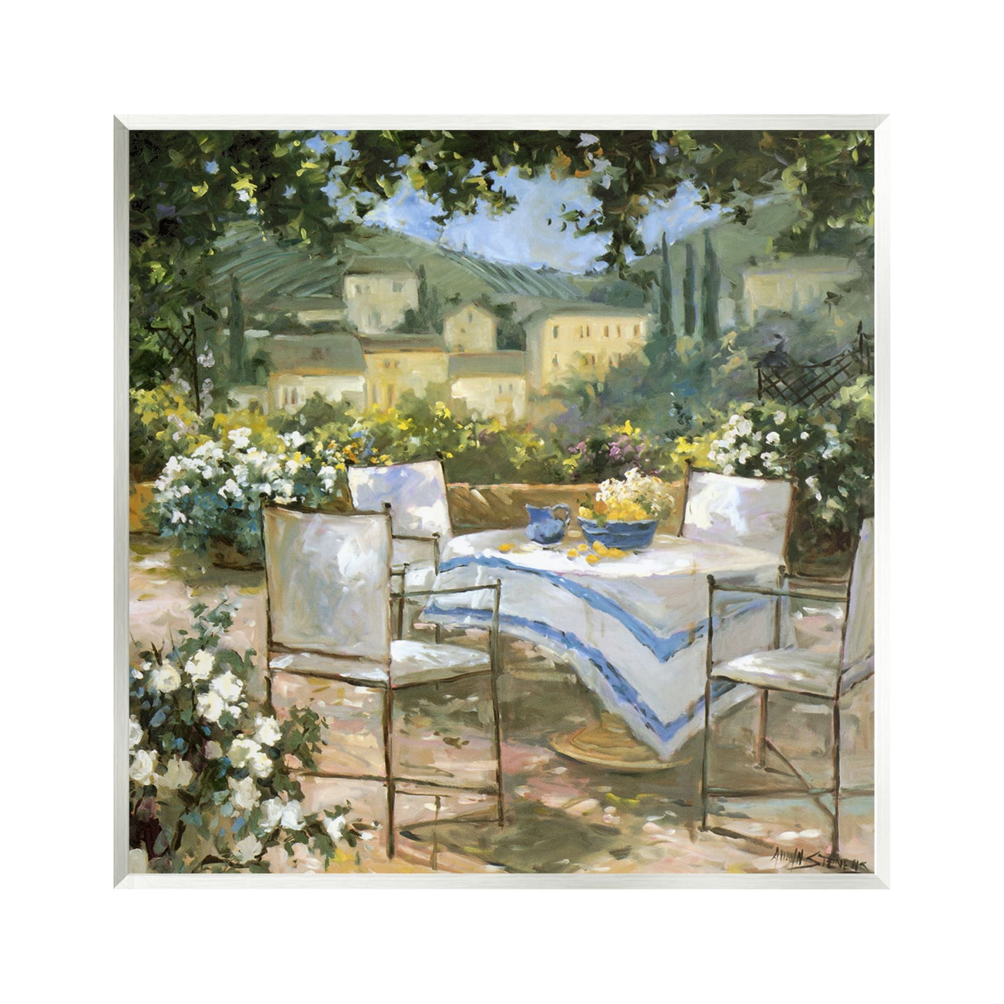 Stupell Industries Floral Villa Patio Scenery Landscape Painting Unframed Art Print Wall Art