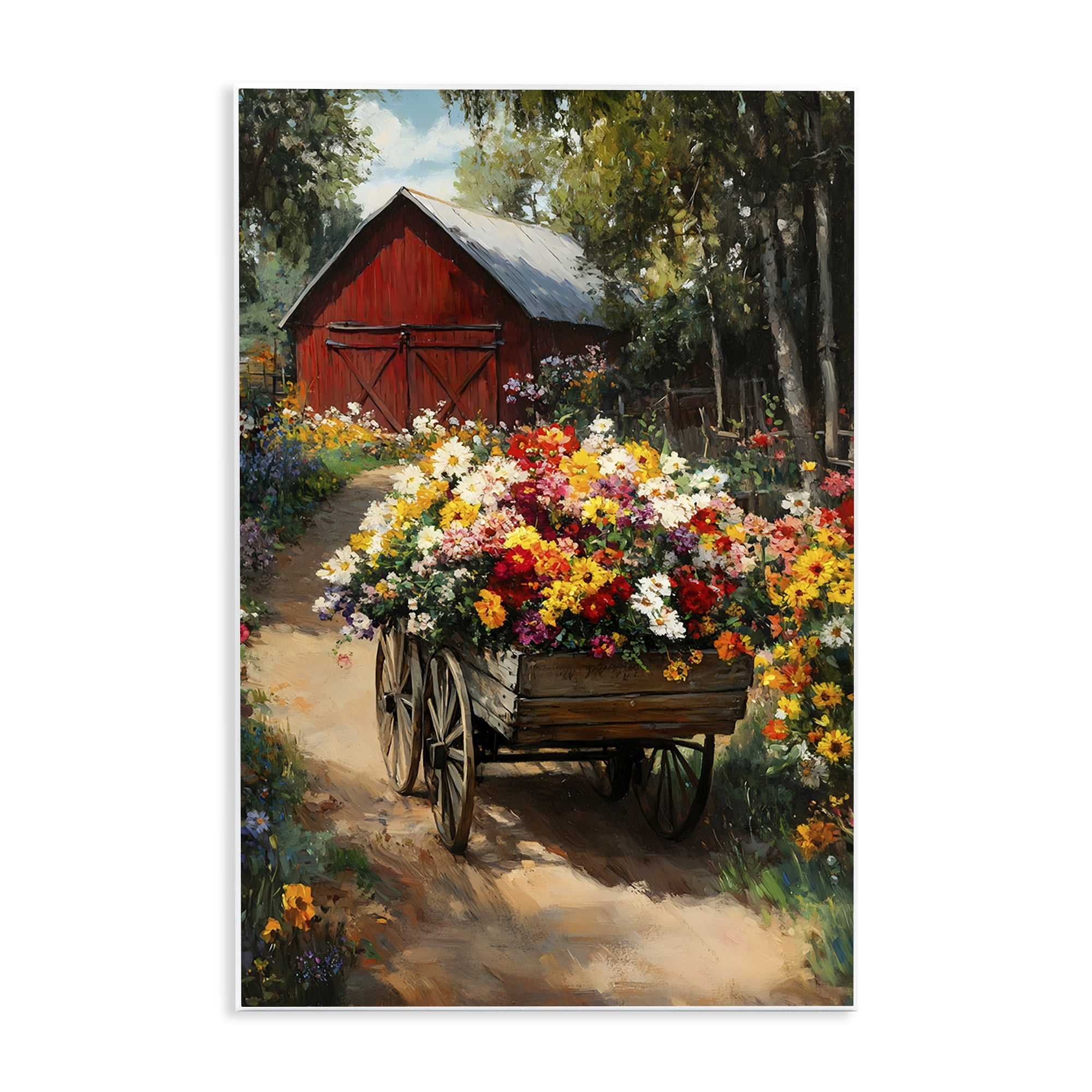 Stupell Industries Floral Wagon in Summer Garden Wall Plaque Art, design by Franklyn Gregory