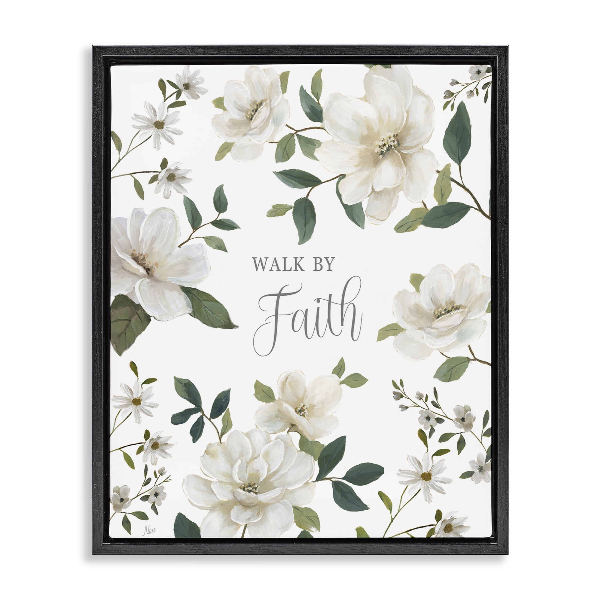 Stupell Industries Floral Walk By Faith Black Framed Floater Canvas Wall Art, design by Nan