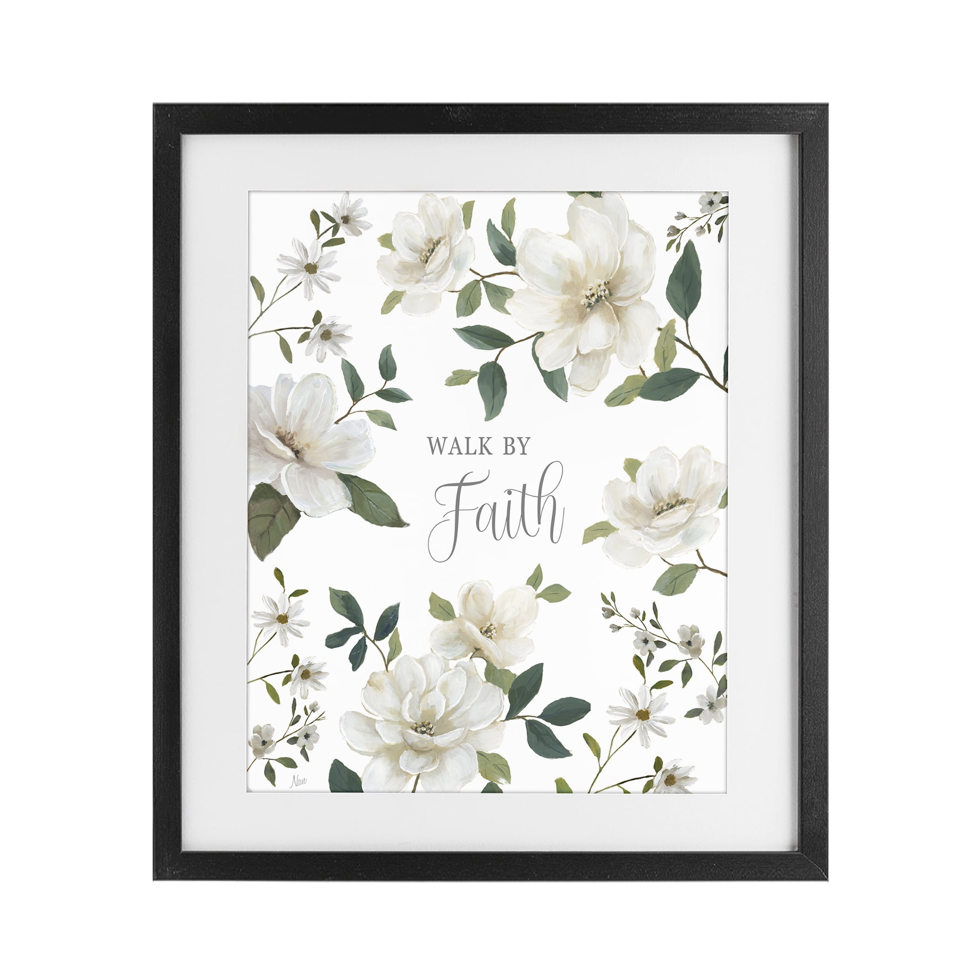 Stupell Industries Floral Walk By Faith Black Framed Print Under Glass, design by Nan