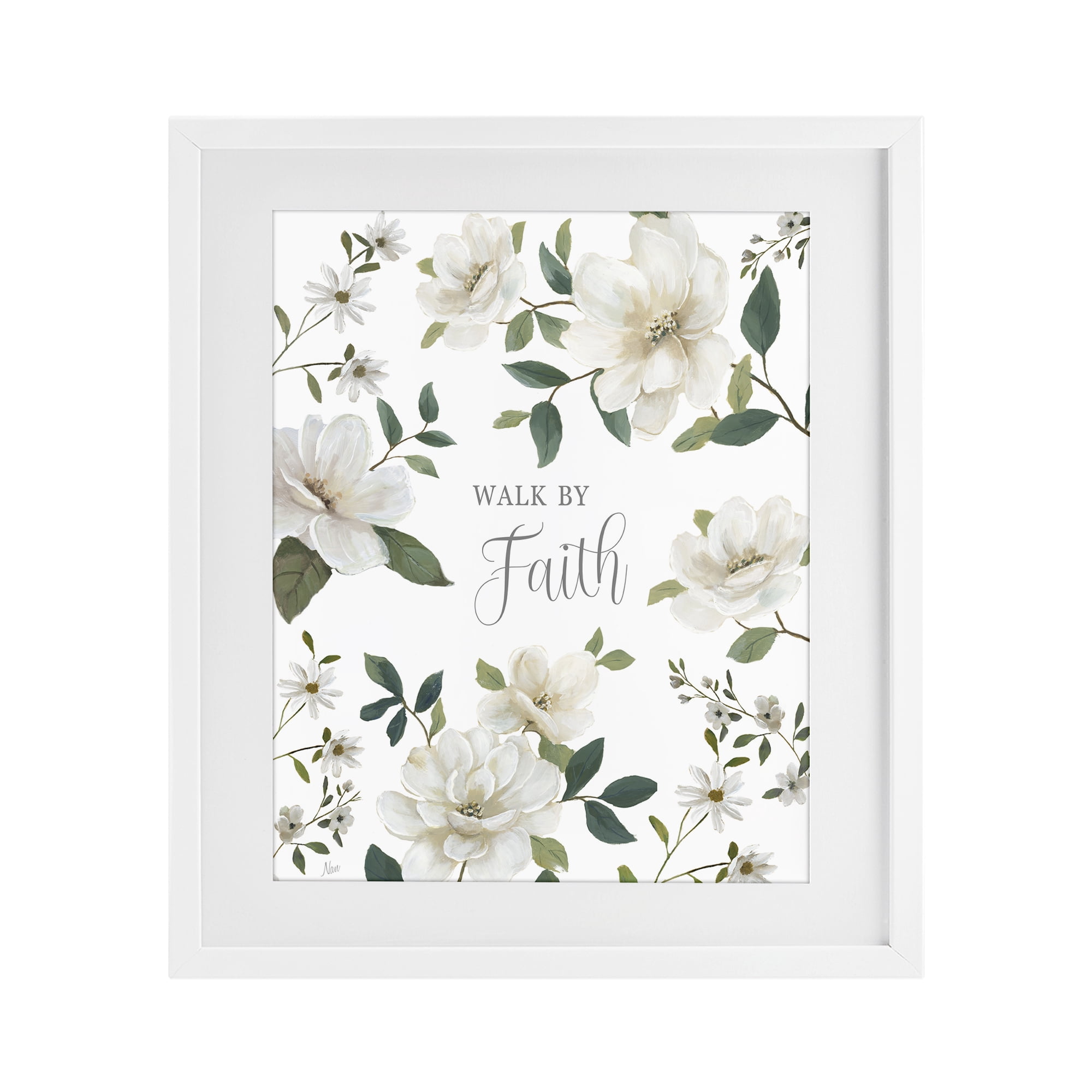 Stupell Industries Floral Walk By Faith White Framed Print Under Glass, design by Nan