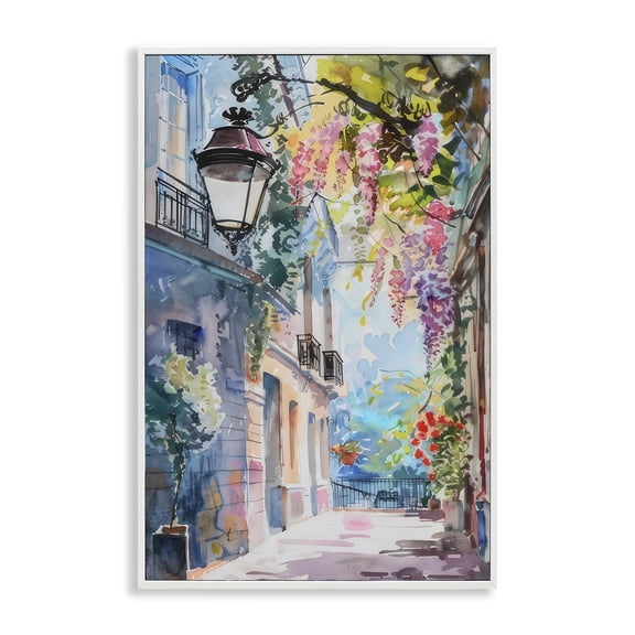 Stupell Industries Floral Walkway Cityscape White Framed Giclee Art design by LSR Creative Studio, 18 x 12